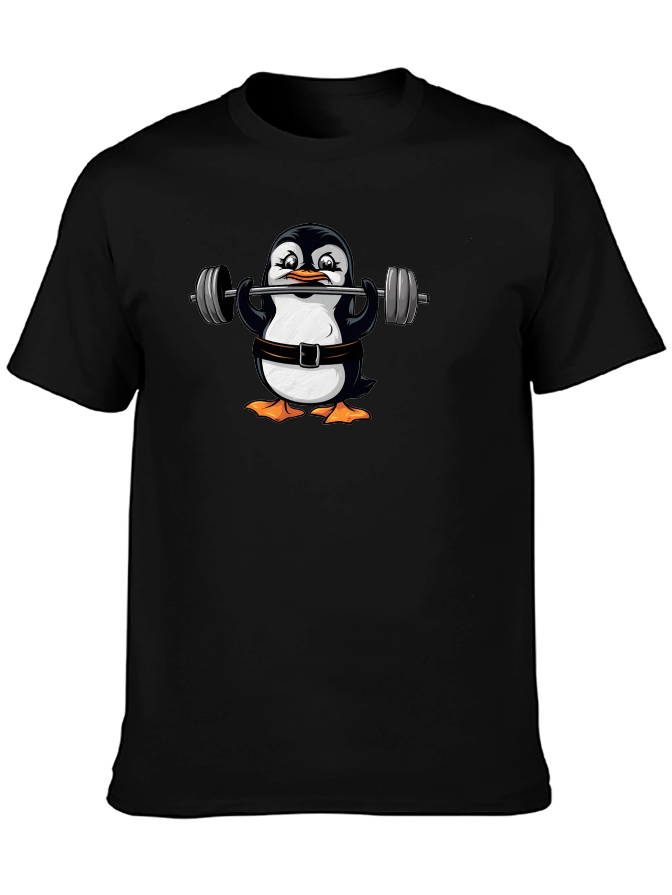 Penguin Lifting Weights Graphic T-Shirt
