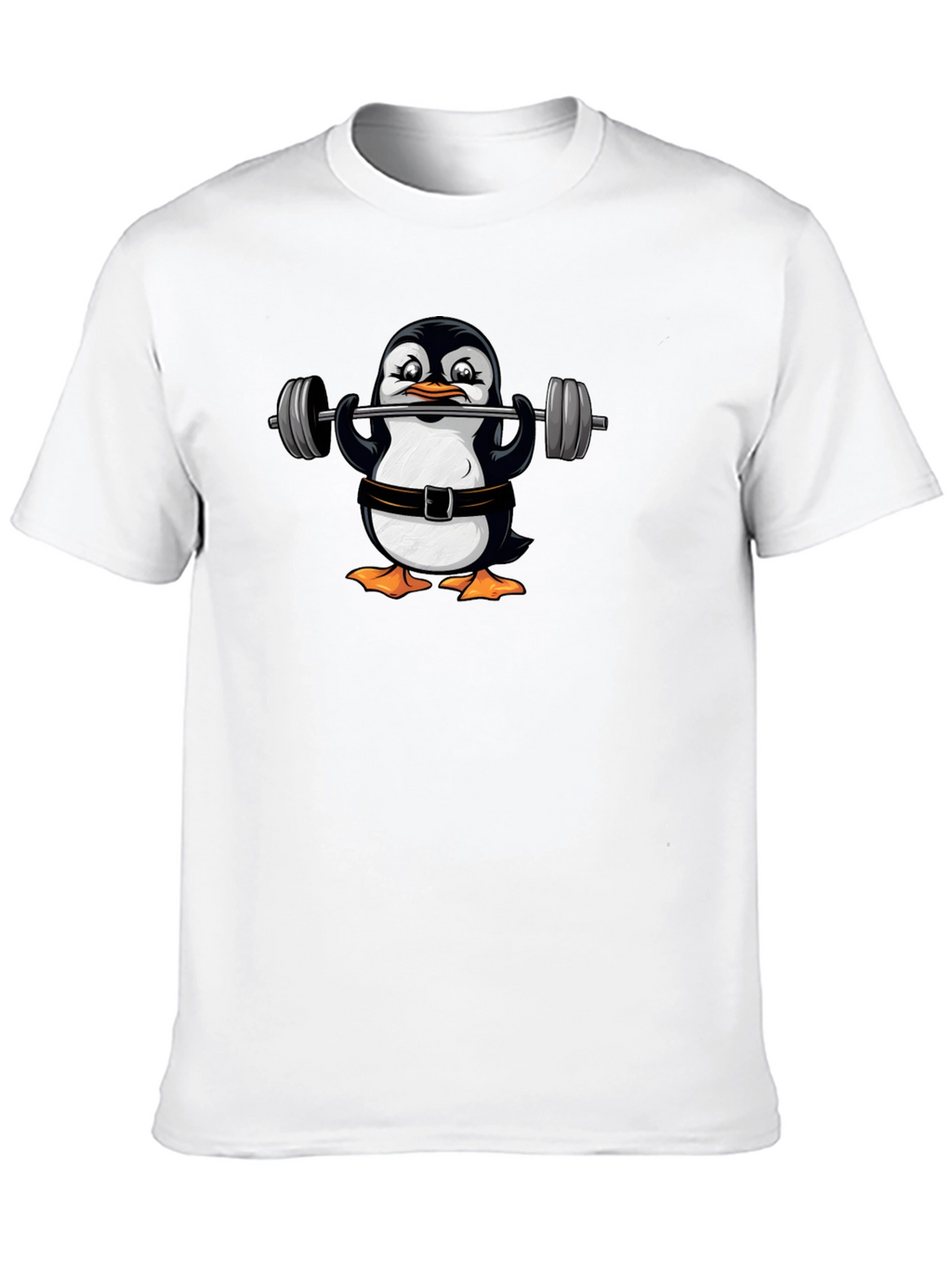 Penguin Lifting Weights Graphic T-Shirt