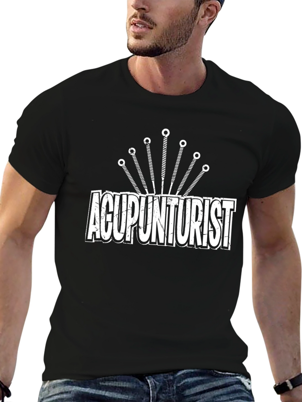 Acupuncturist Graphic Tee - Novelty Black Cotton T-Shirt