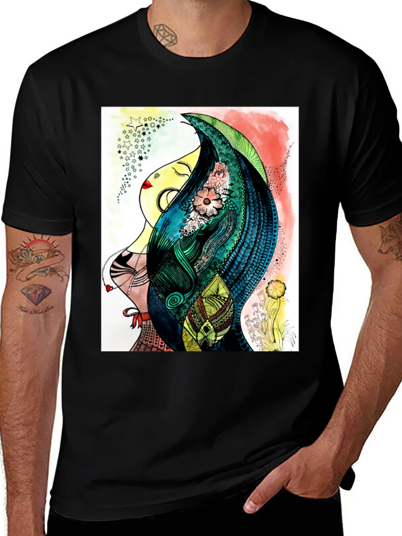 Abstract Womans Portrait Graphic Tee