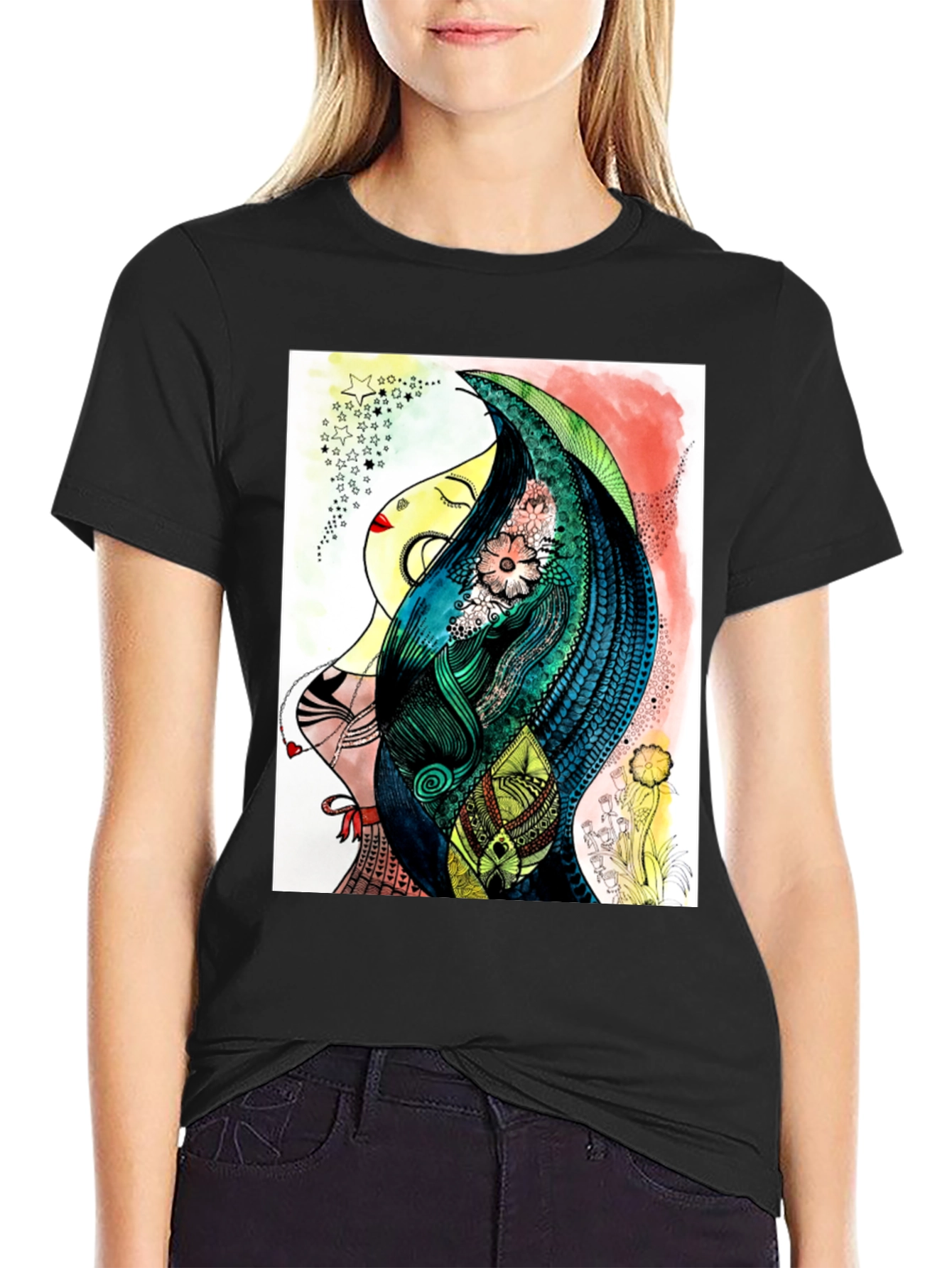 Abstract Womans Portrait Graphic Tee