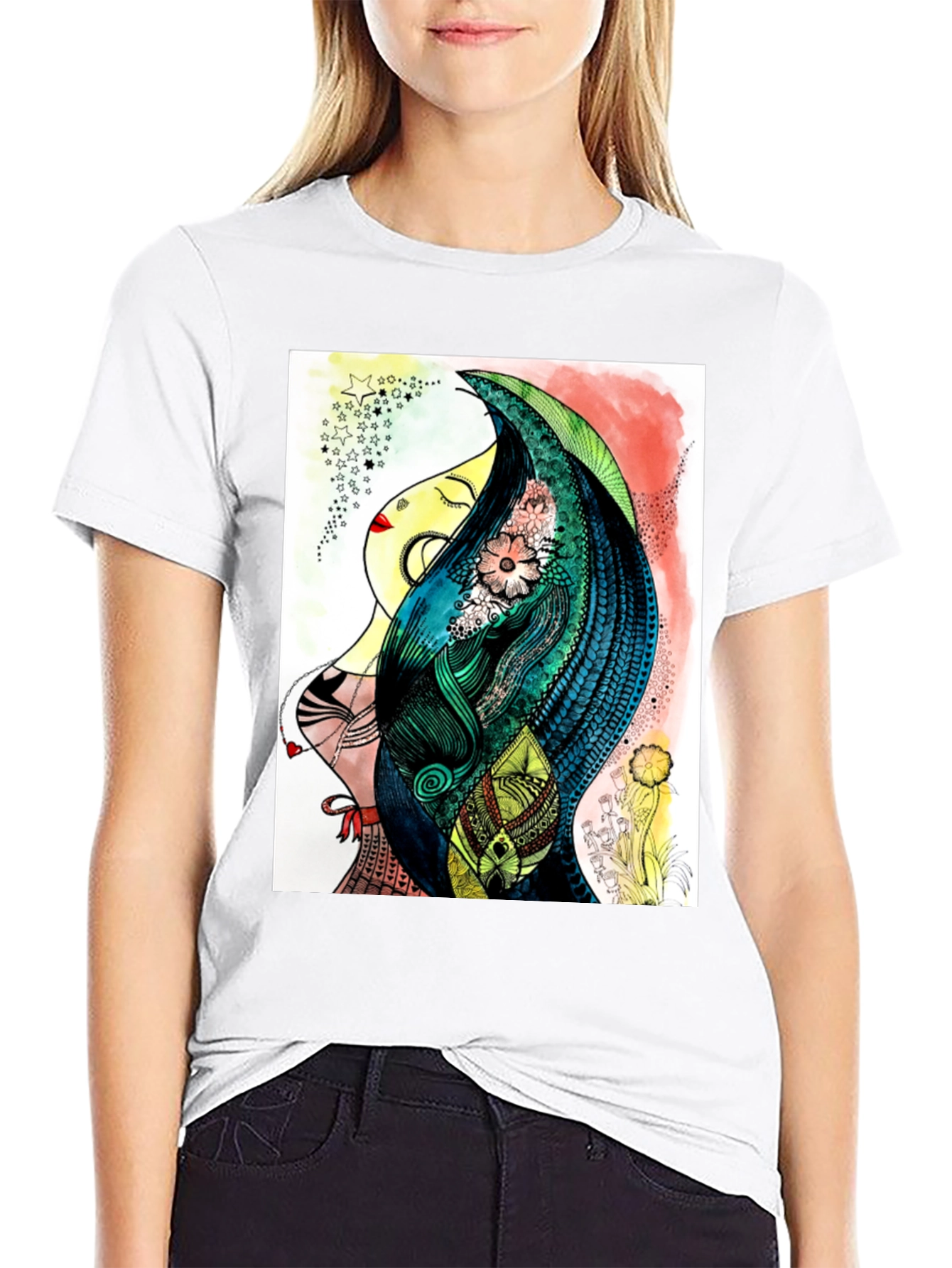 Abstract Womans Portrait Graphic Tee