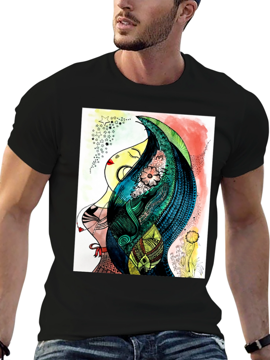 Abstract Womans Portrait Graphic Tee