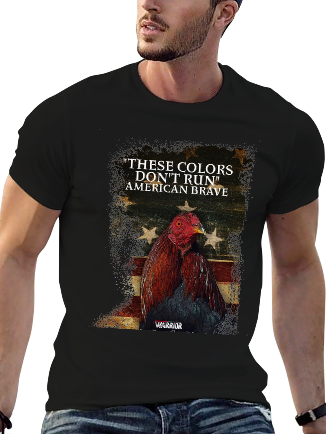American Brave Warrior Rooster Graphic Tee