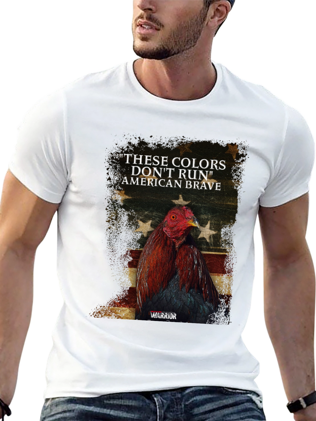 American Brave Warrior Rooster Graphic Tee