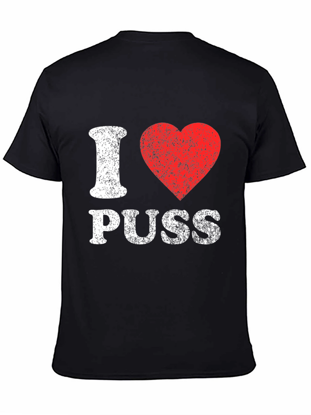 I Love Puss Graphic Tee - Black Cotton T-Shirt