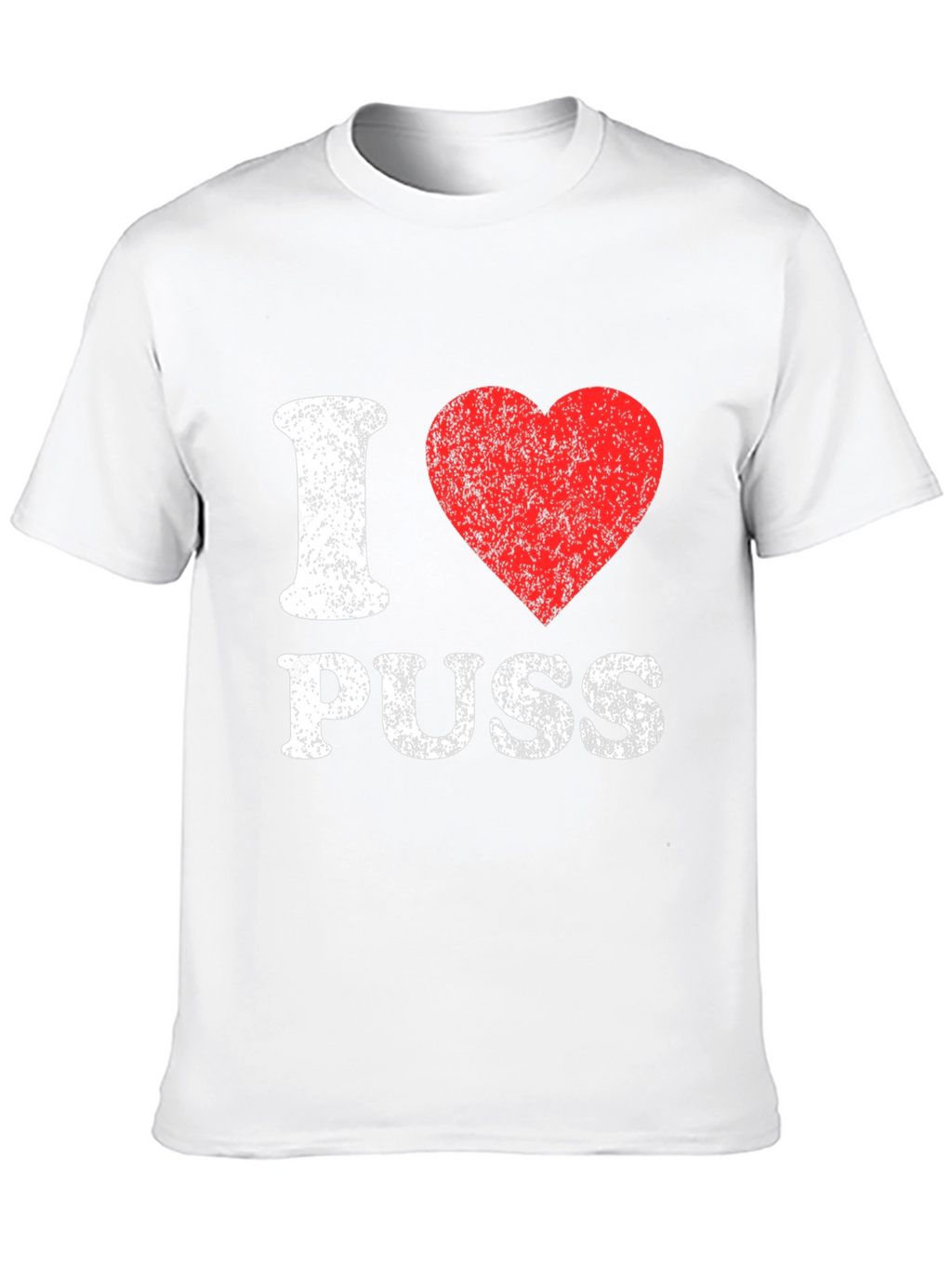 I Love Puss Graphic Tee - Black Cotton T-Shirt