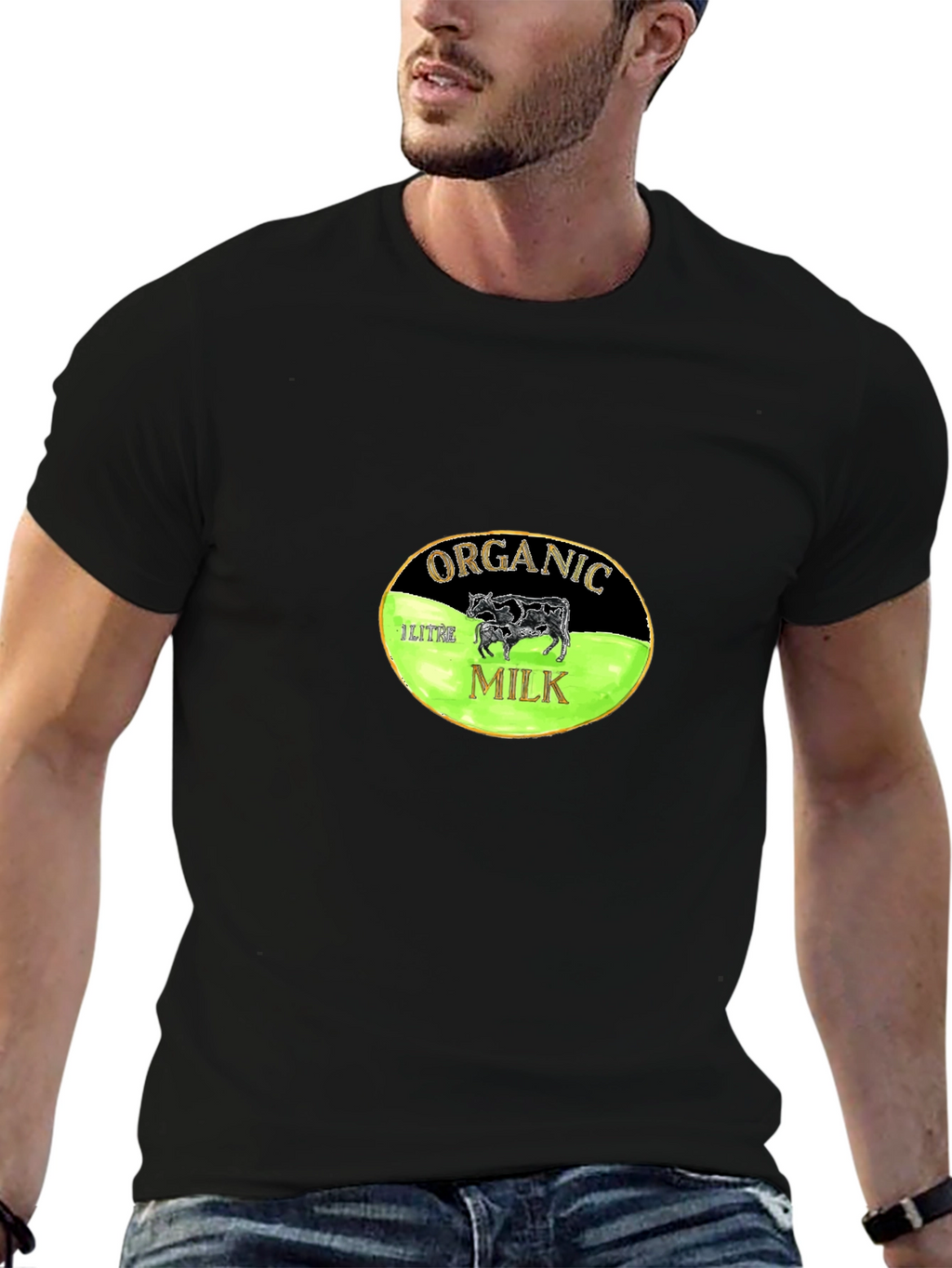 Organic Milk Graphic Tee - Black Cotton T-Shirt