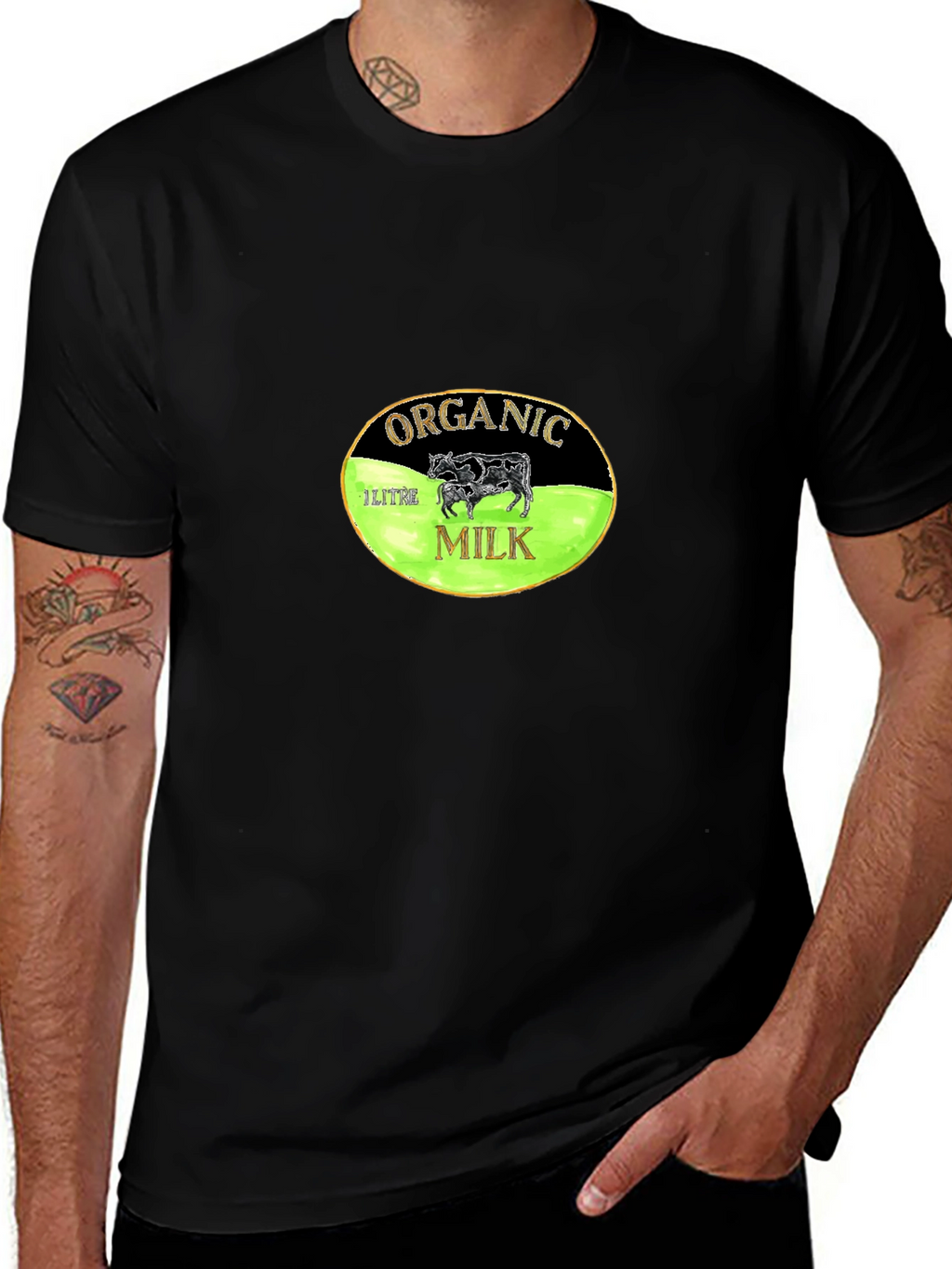 Organic Milk Graphic Tee - Black Cotton T-Shirt