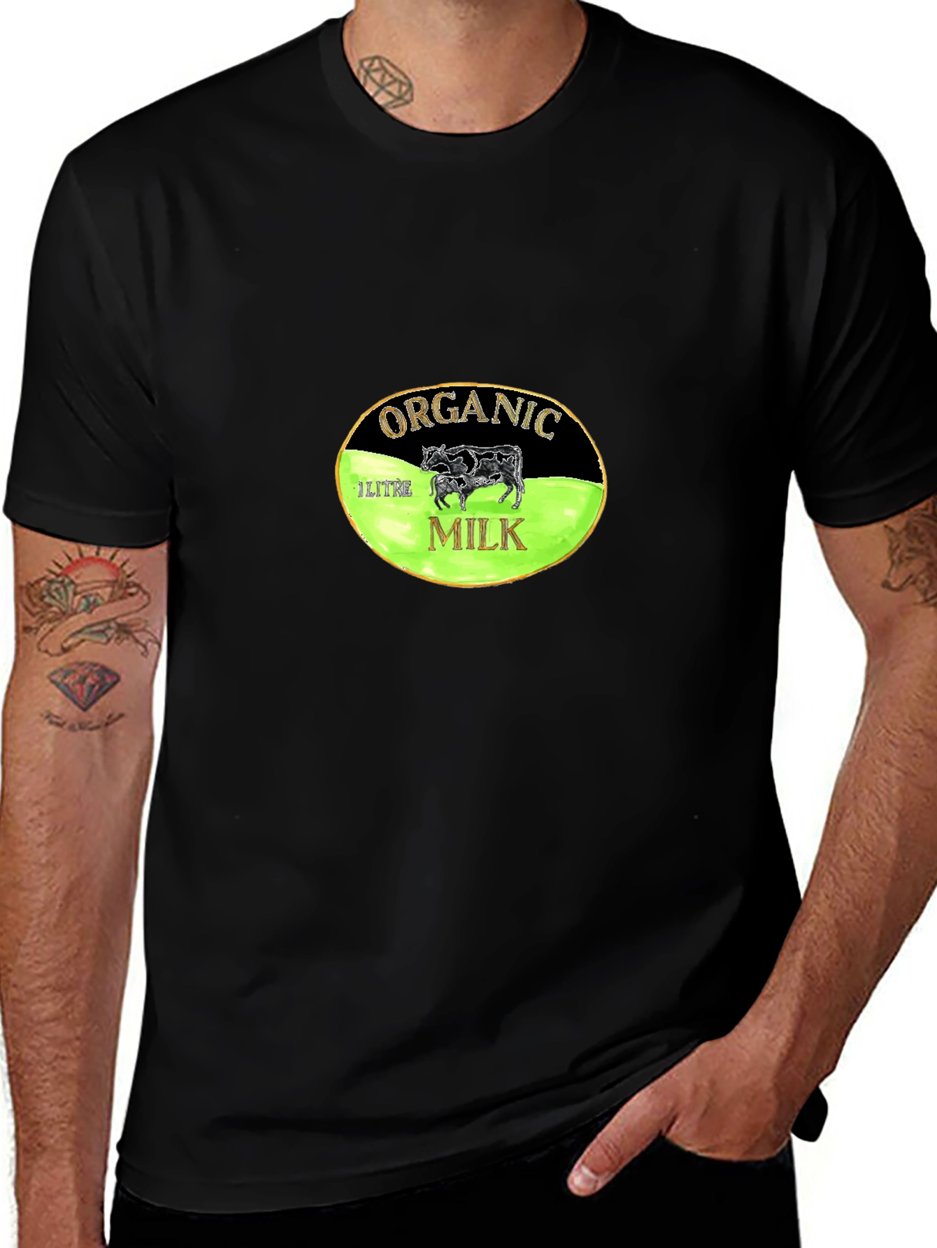 Organic Milk Graphic Tee - Black Cotton T-Shirt