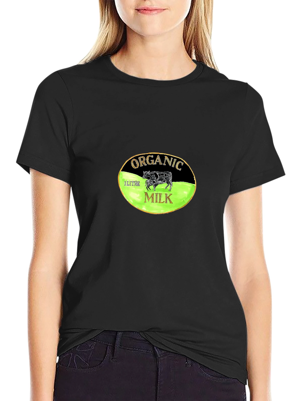 Organic Milk Graphic Tee - Black Cotton T-Shirt