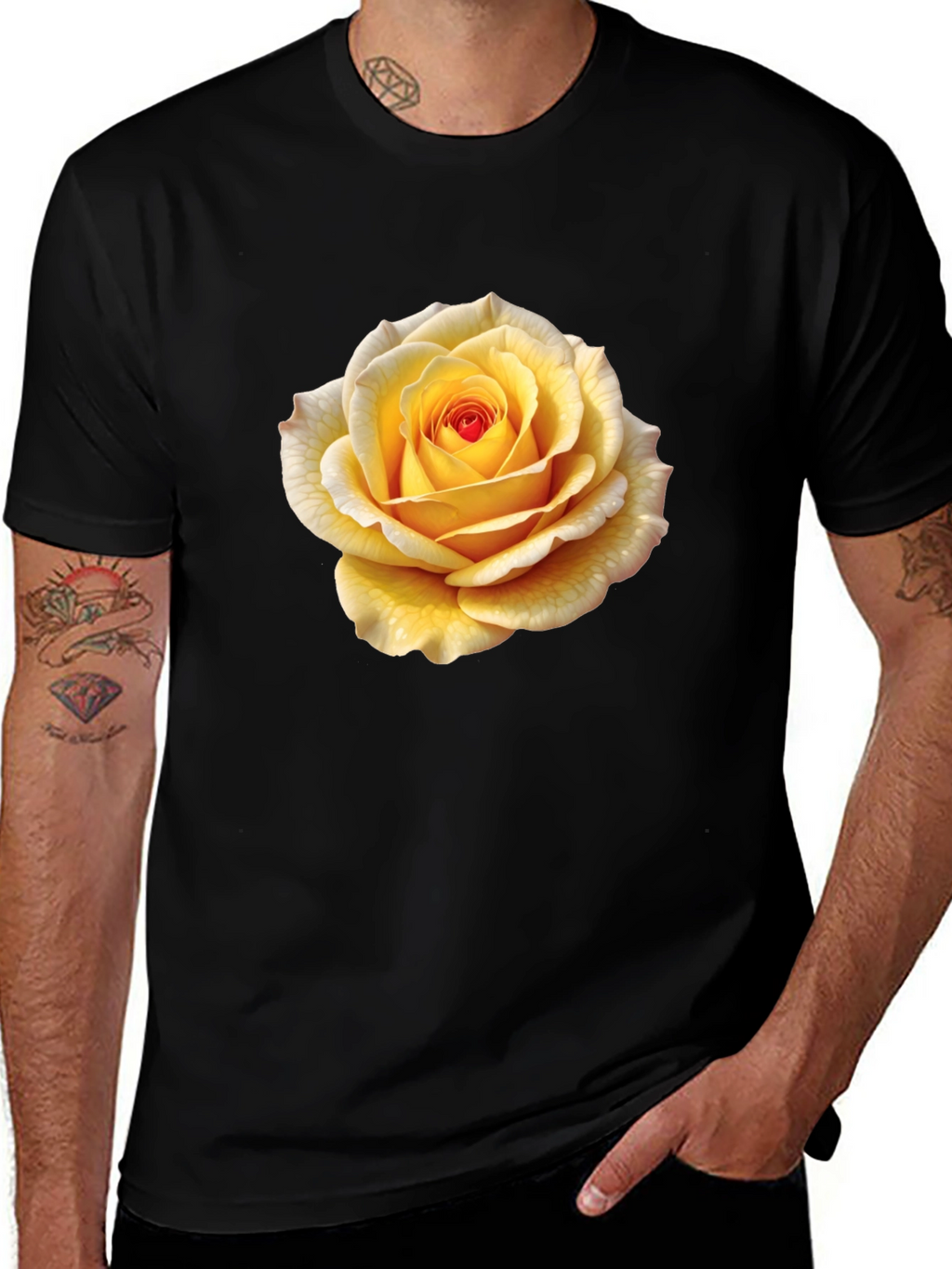Yellow Rose Graphic Tee - Stylish Floral T-Shirt