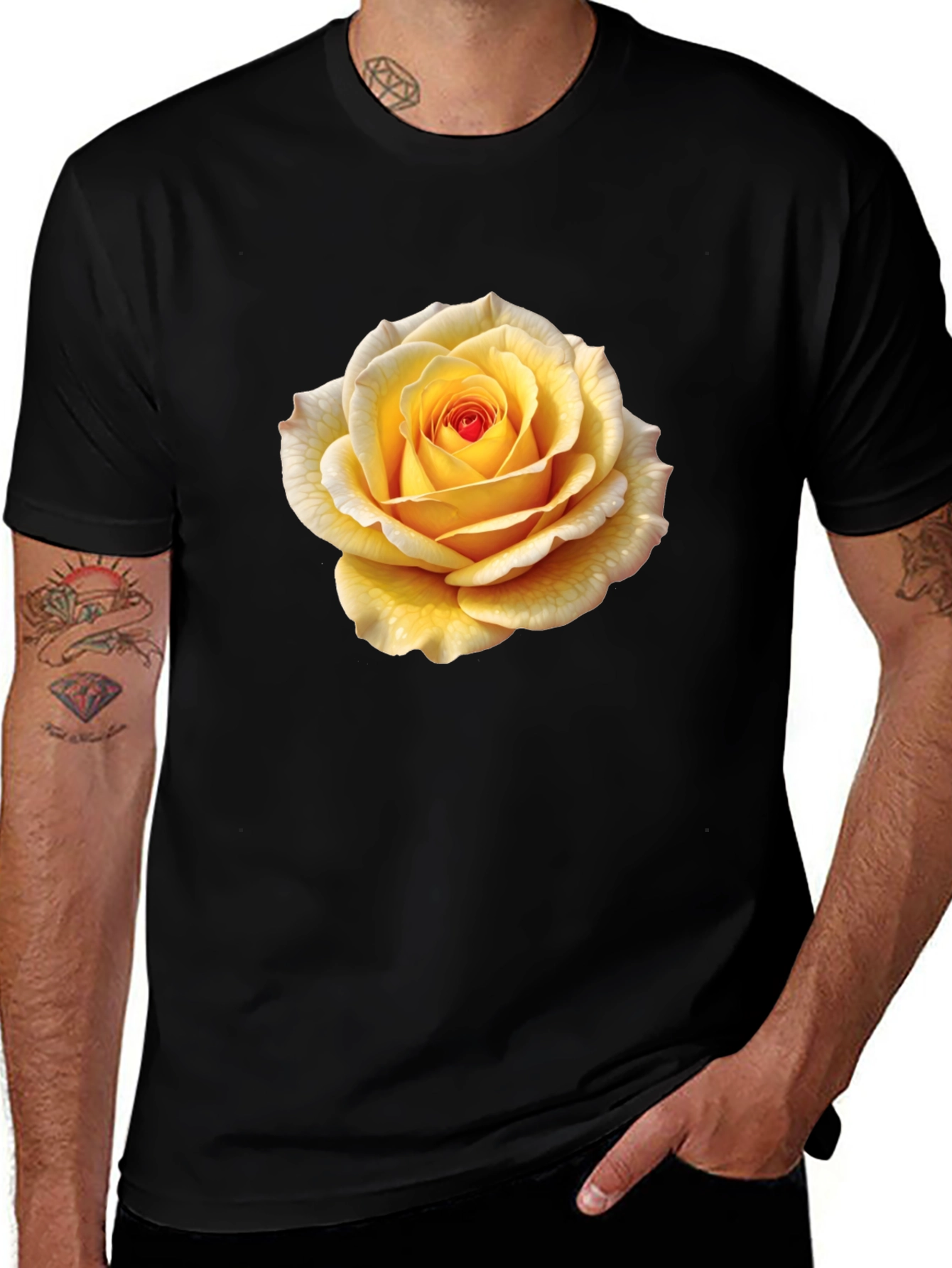Yellow Rose Graphic Tee - Stylish Floral T-Shirt