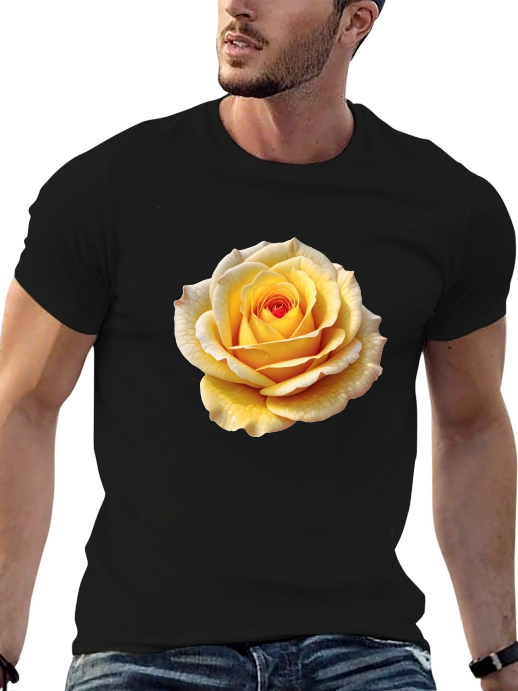 Yellow Rose Graphic Tee - Stylish Floral T-Shirt