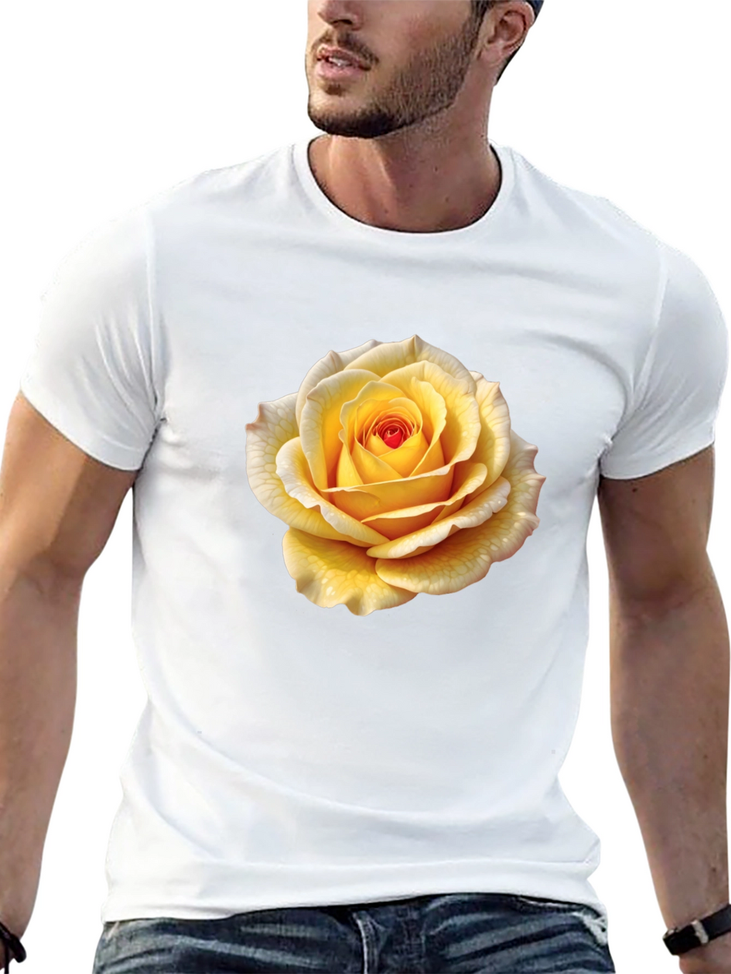Yellow Rose Graphic Tee - Stylish Floral T-Shirt