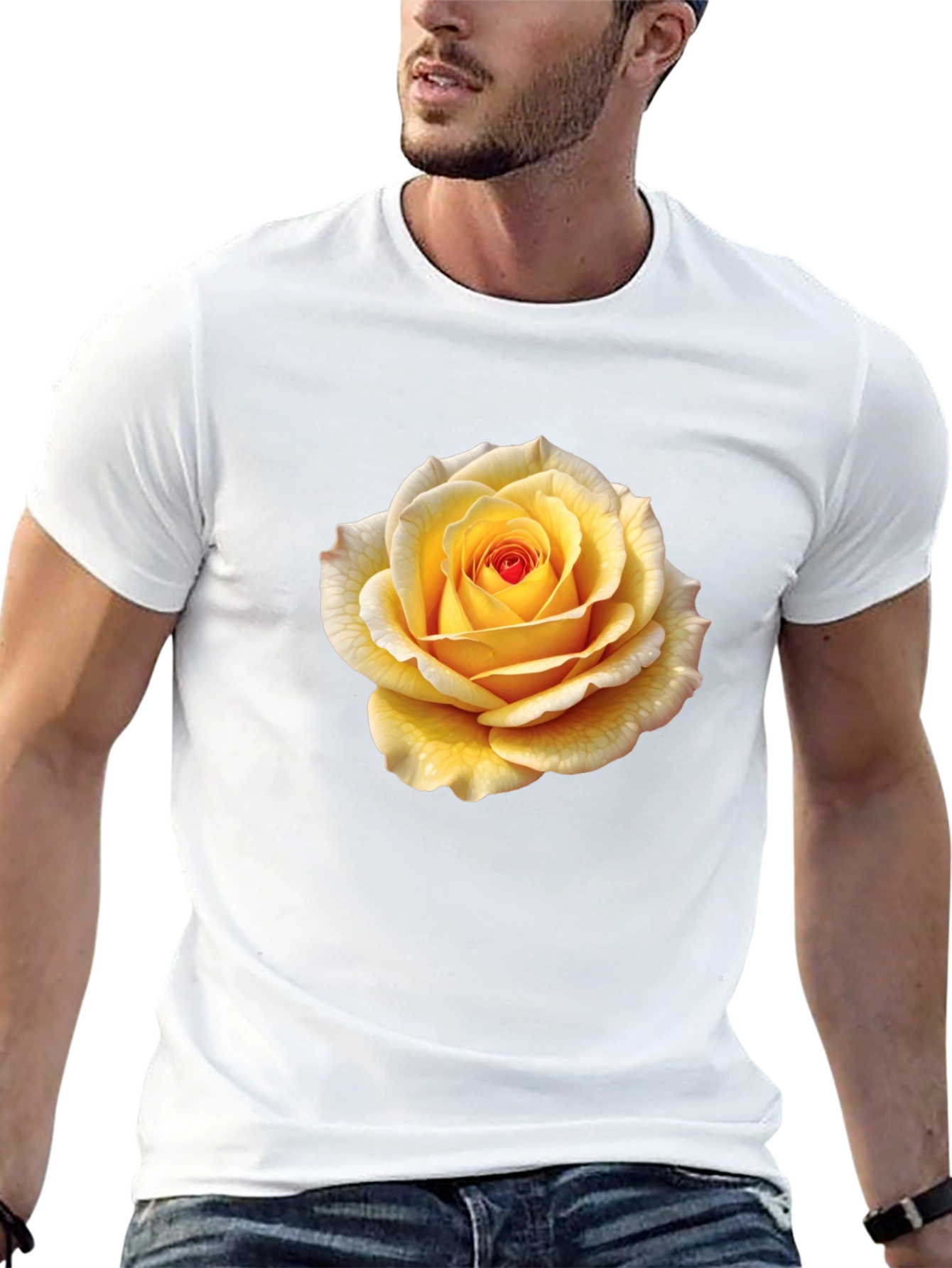Yellow Rose Graphic Tee - Stylish Floral T-Shirt
