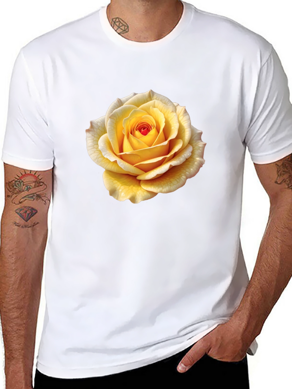 Yellow Rose Graphic Tee - Stylish Floral T-Shirt
