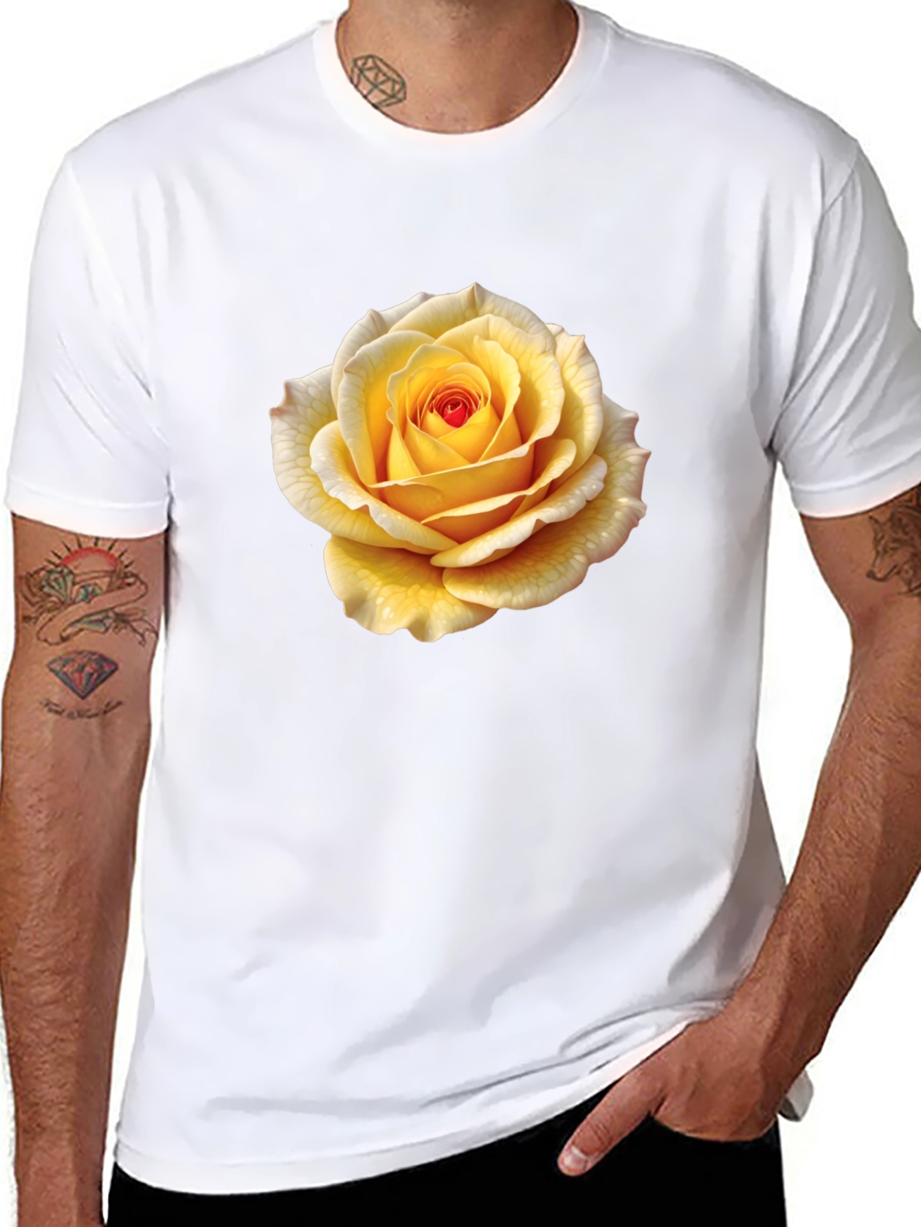 Yellow Rose Graphic Tee - Stylish Floral T-Shirt