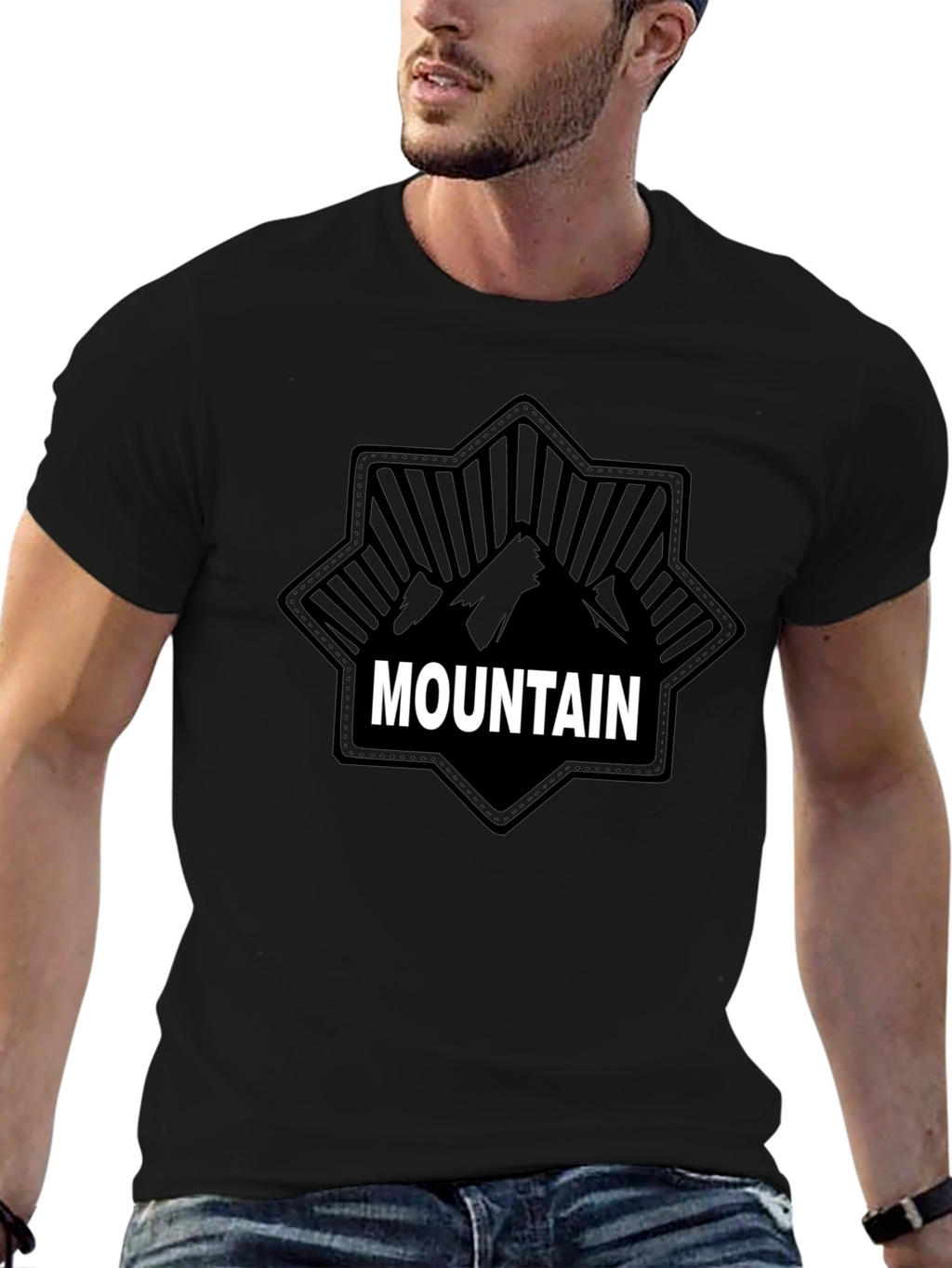 Mountain Graphic Print Black T-Shirt