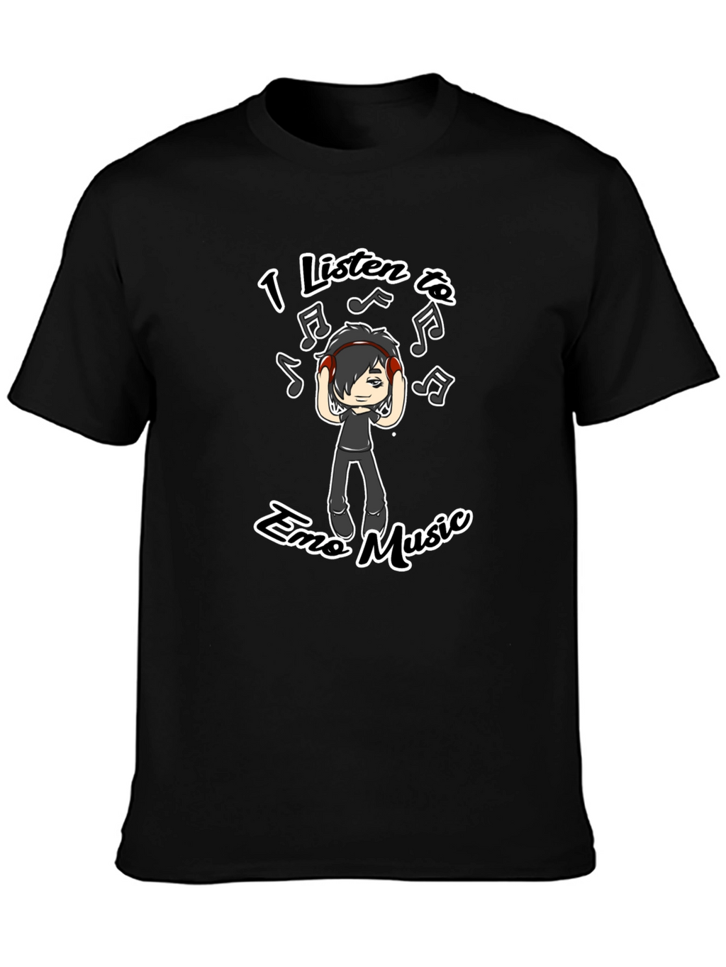 Emo Music Graphic T-Shirt - Black Crew Neck Tee