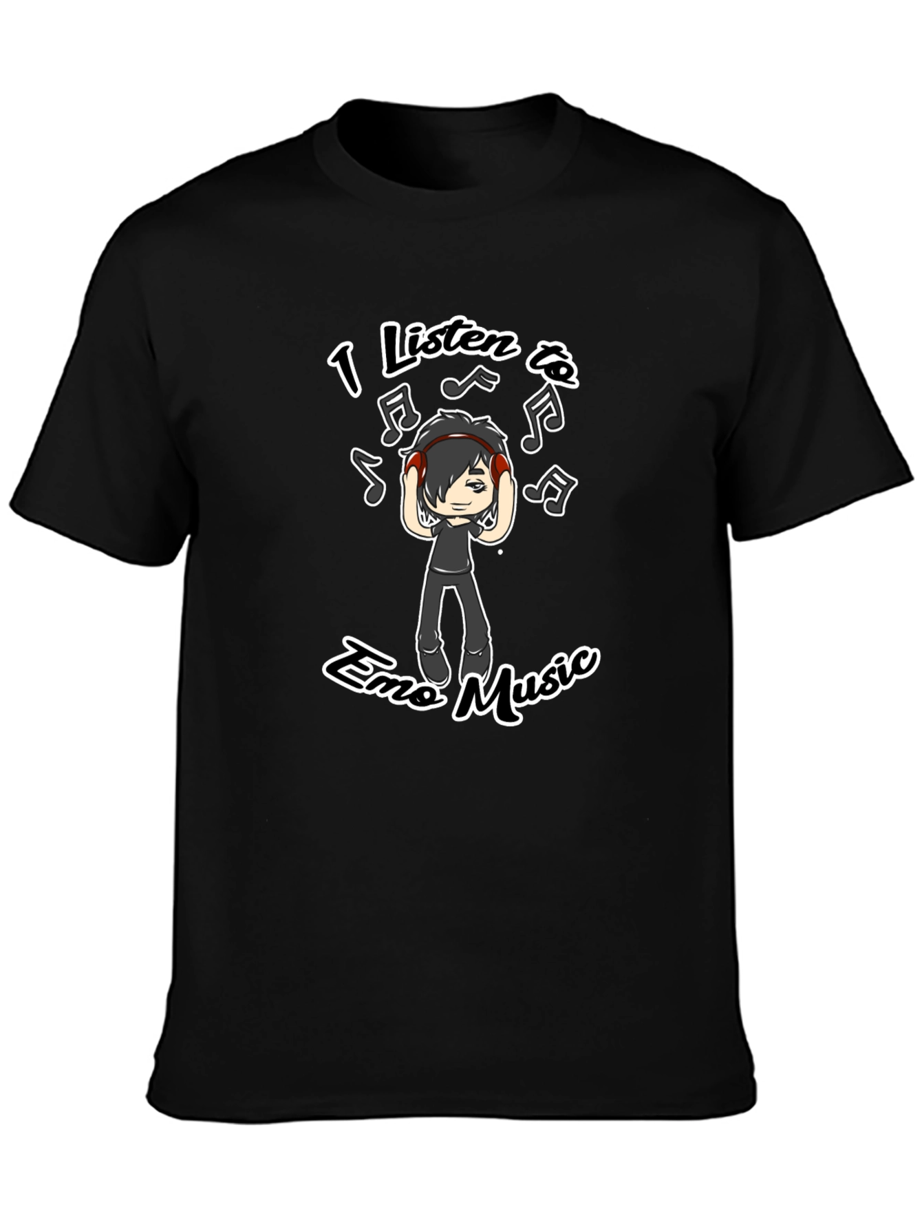 Emo Music Graphic T-Shirt - Black Crew Neck Tee