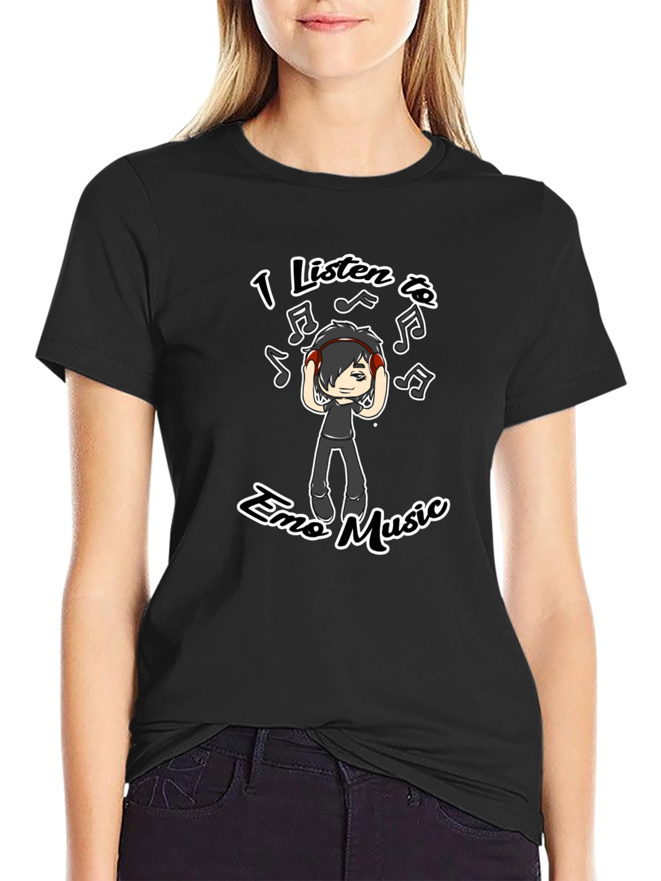 Emo Music Graphic T-Shirt - Black Crew Neck Tee