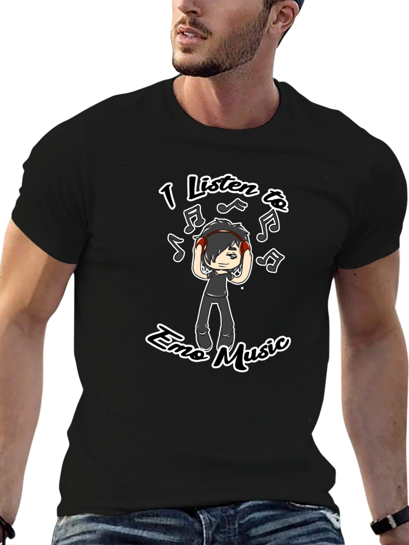 Emo Music Graphic T-Shirt - Black Crew Neck Tee