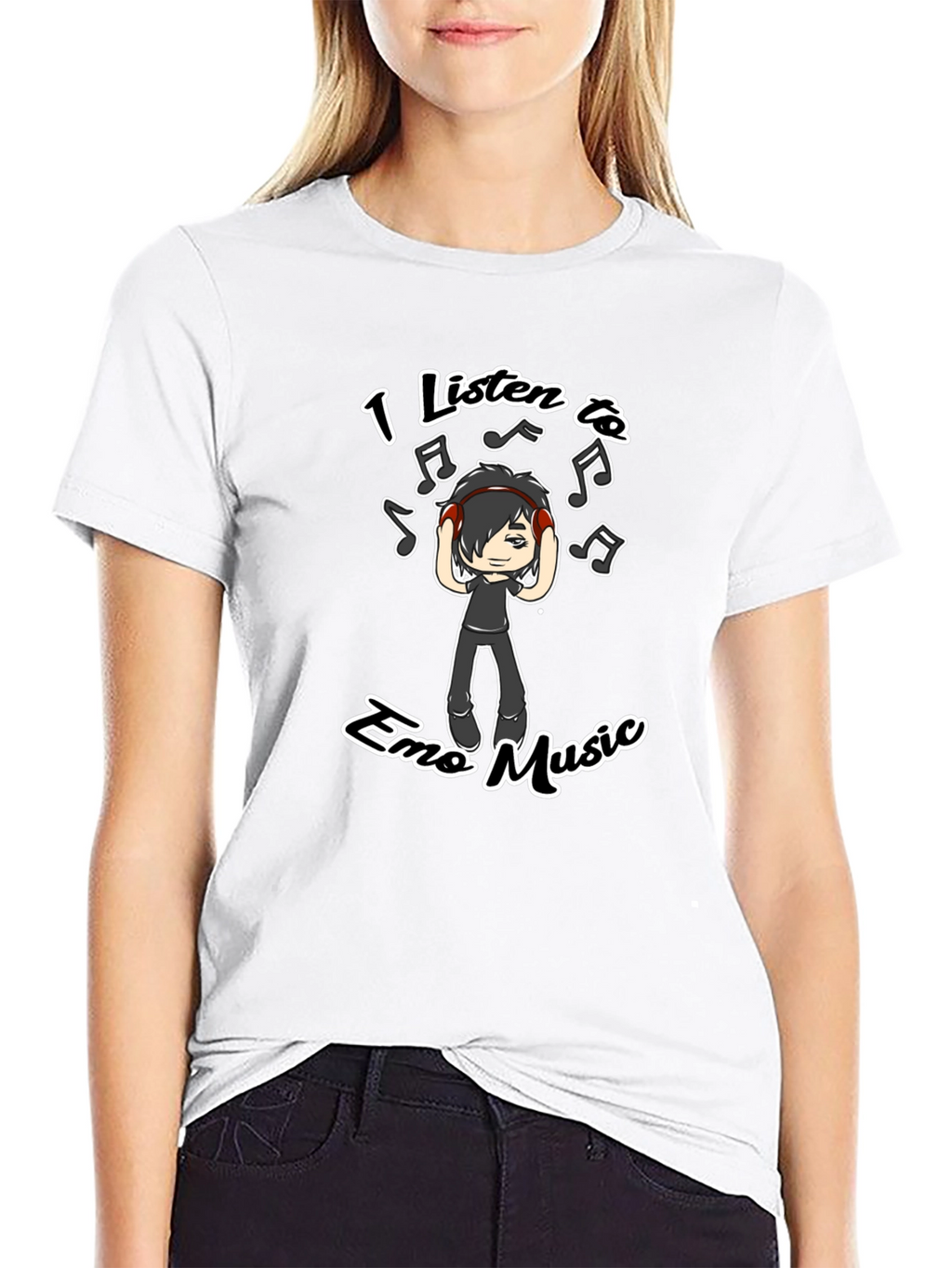 Emo Music Graphic T-Shirt - Black Crew Neck Tee