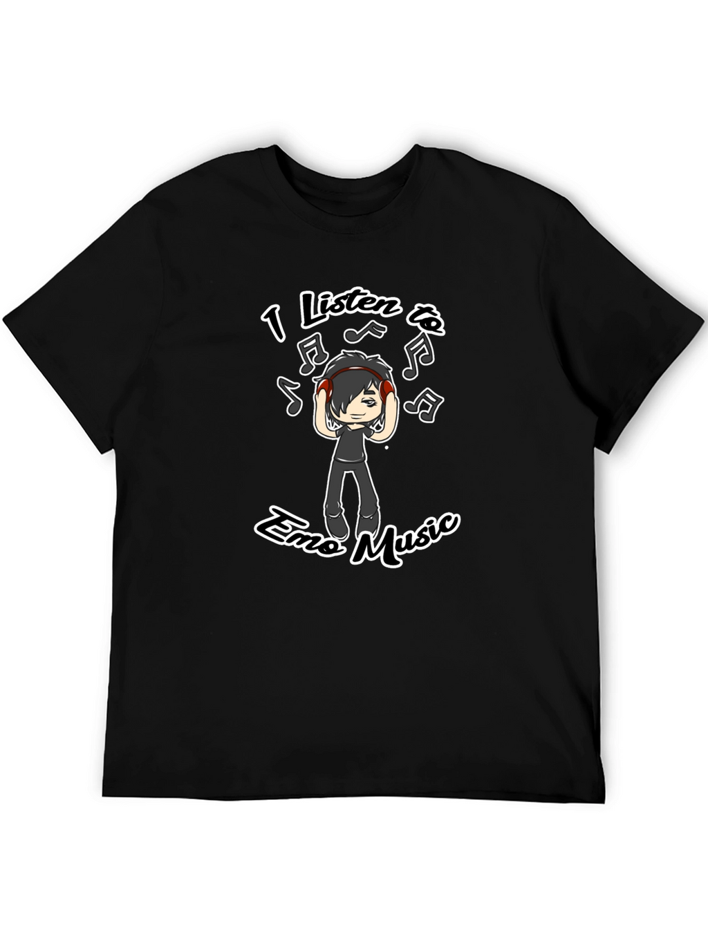 Emo Music Graphic T-Shirt - Black Crew Neck Tee