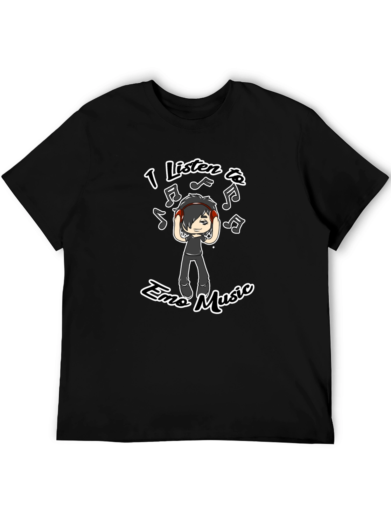 Emo Music Graphic T-Shirt - Black Crew Neck Tee