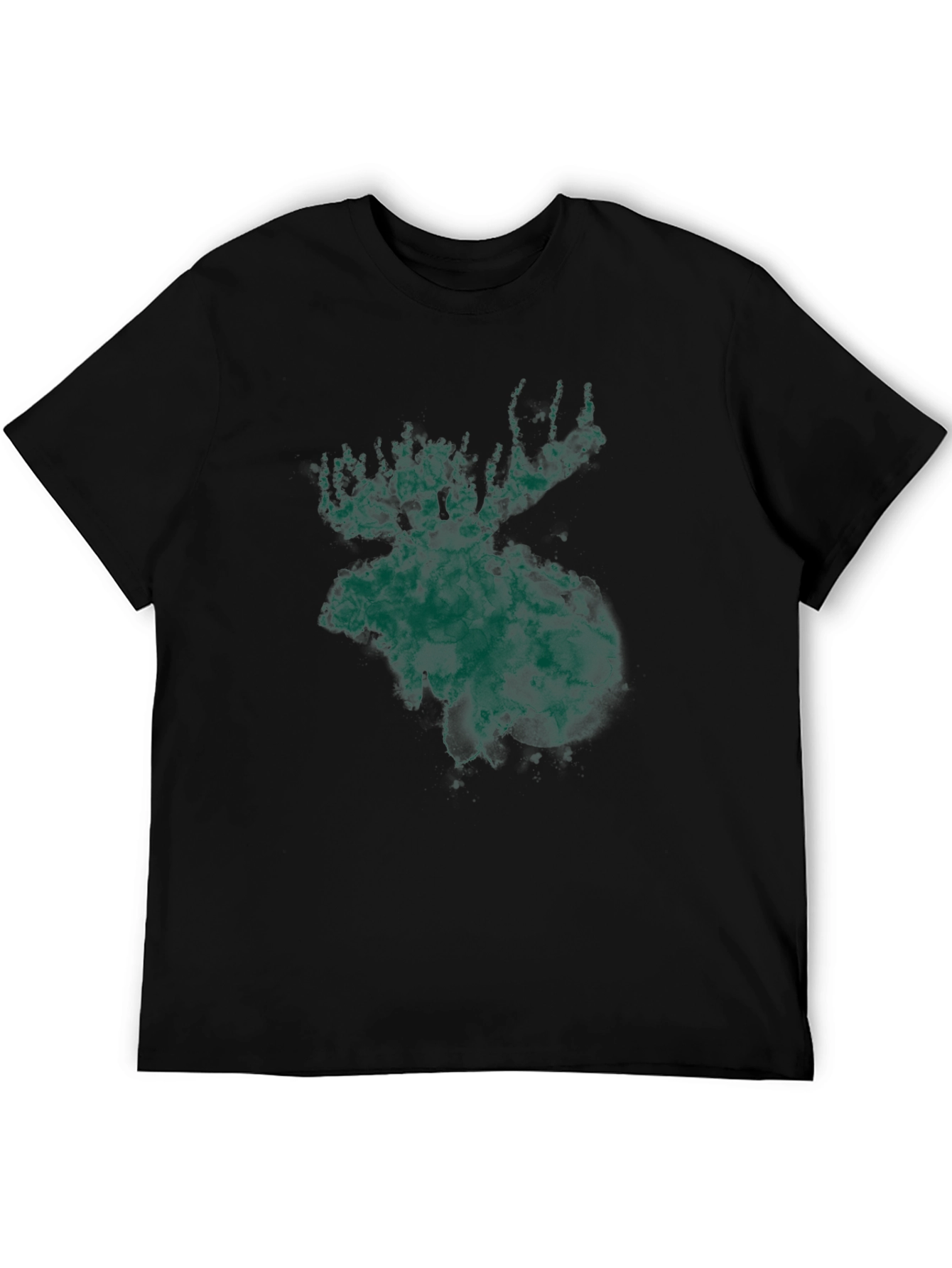 Green Moose Graphic Print Black T-Shirt