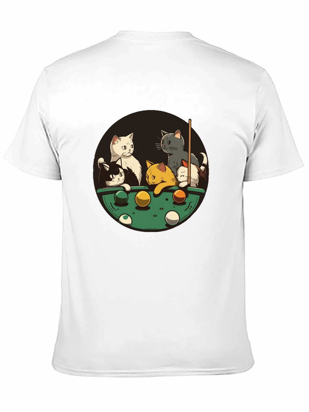 Cats Playing Pool Black T-Shirt