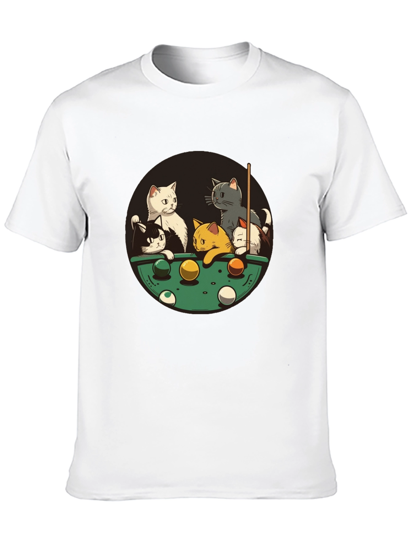 Cats Playing Pool Black T-Shirt
