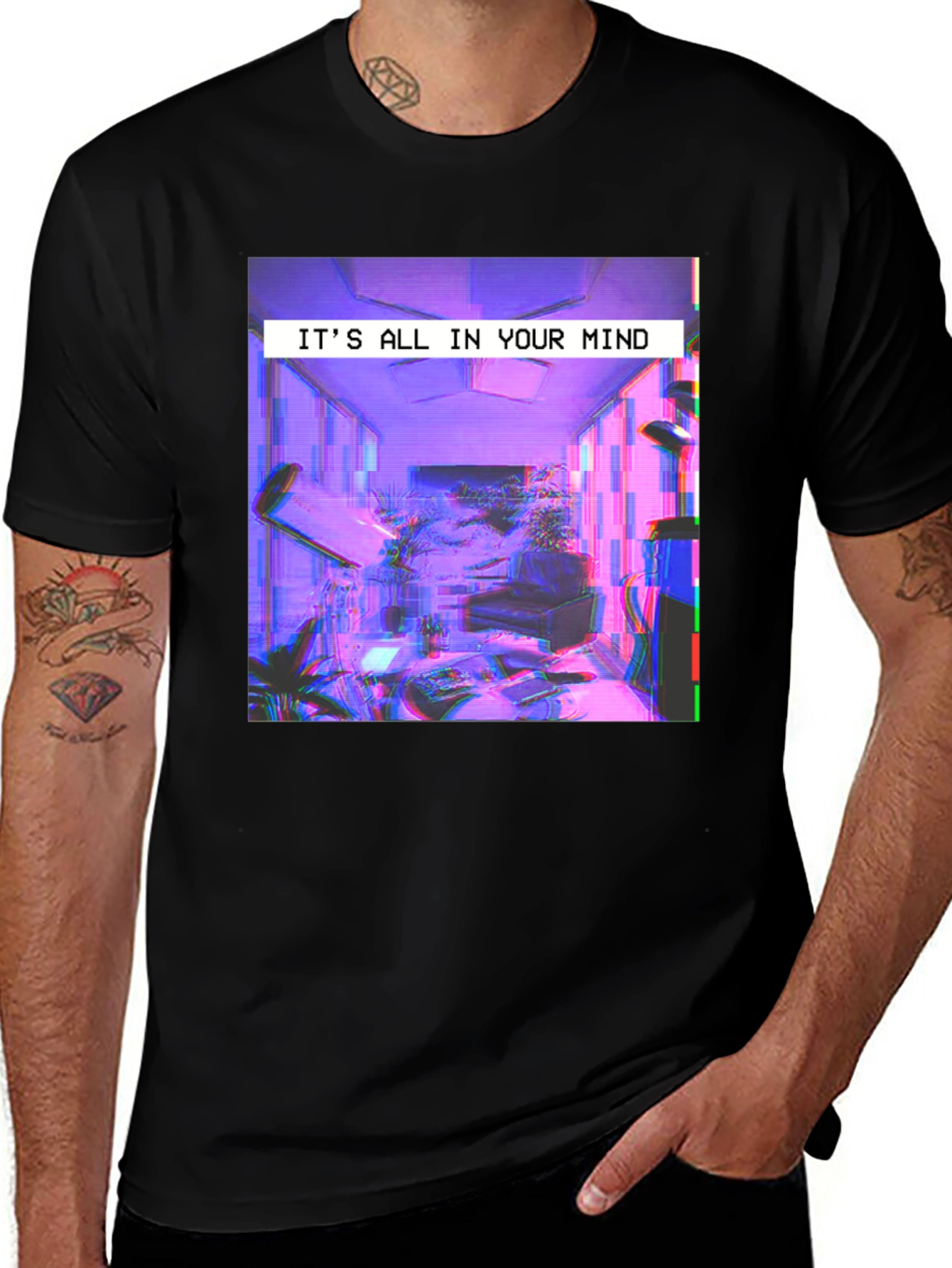 Glitch Art Graphic Tee: Its All In Your Mind T-Shirt