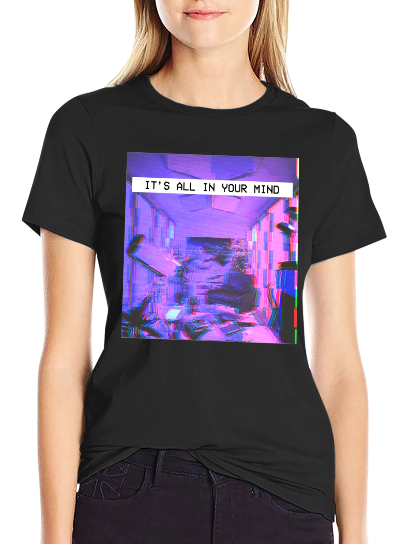 Glitch Art Graphic Tee: Its All In Your Mind T-Shirt