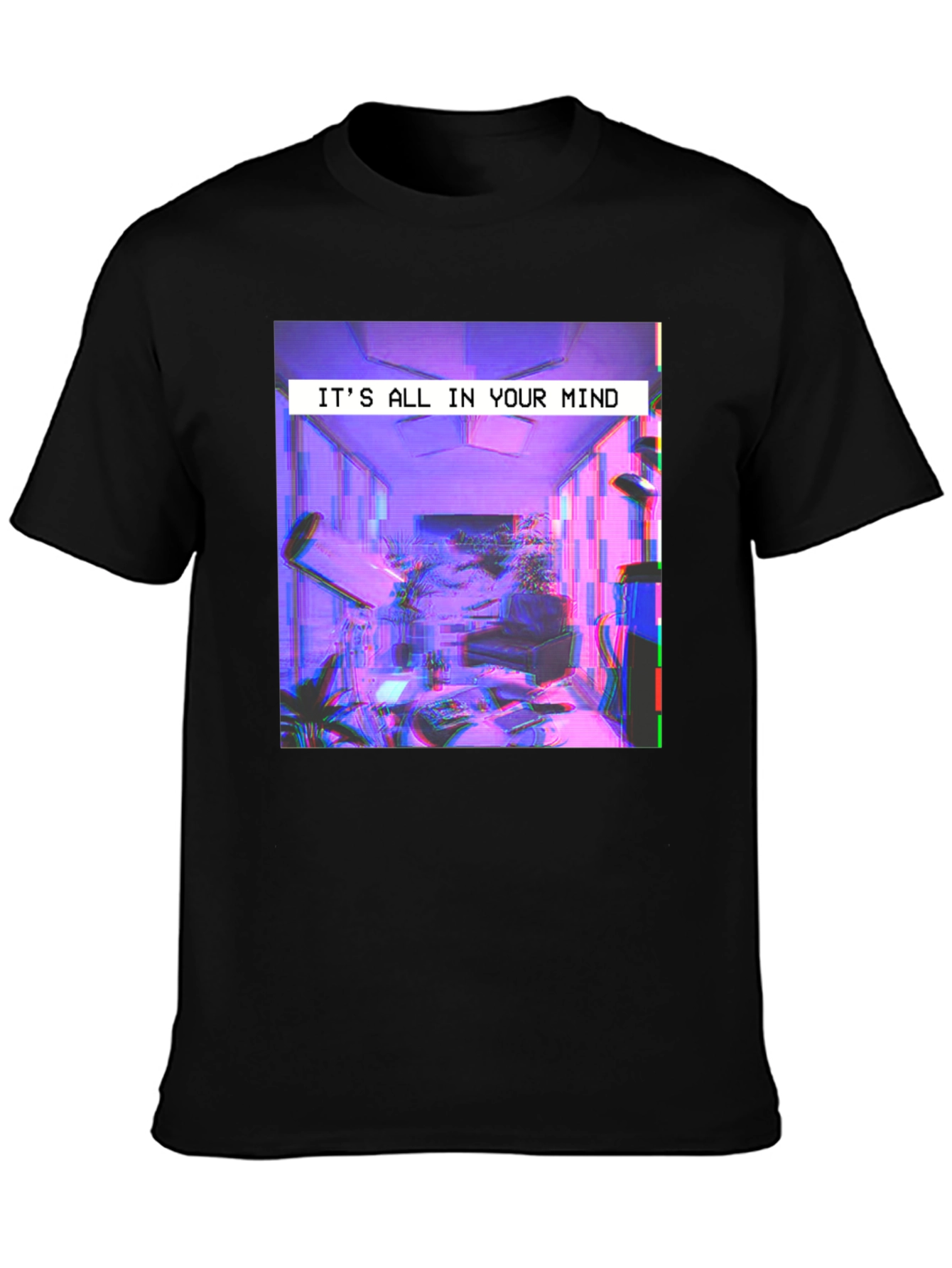 Glitch Art Graphic Tee: Its All In Your Mind T-Shirt