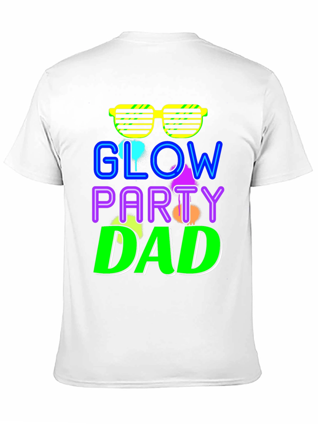 Glow Party Dad T-Shirt - Neon Retro Style