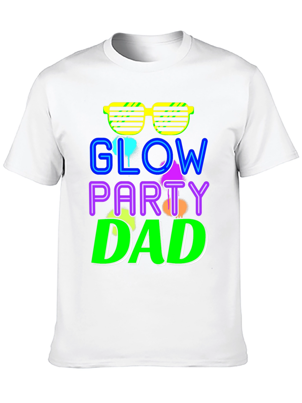 Glow Party Dad T-Shirt - Neon Retro Style