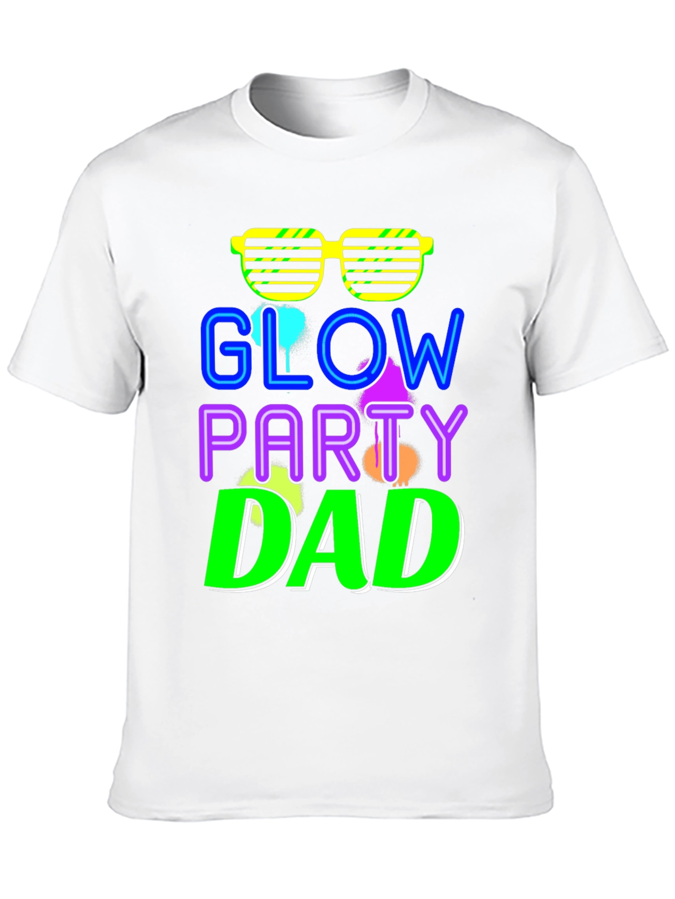 Glow Party Dad T-Shirt - Neon Retro Style