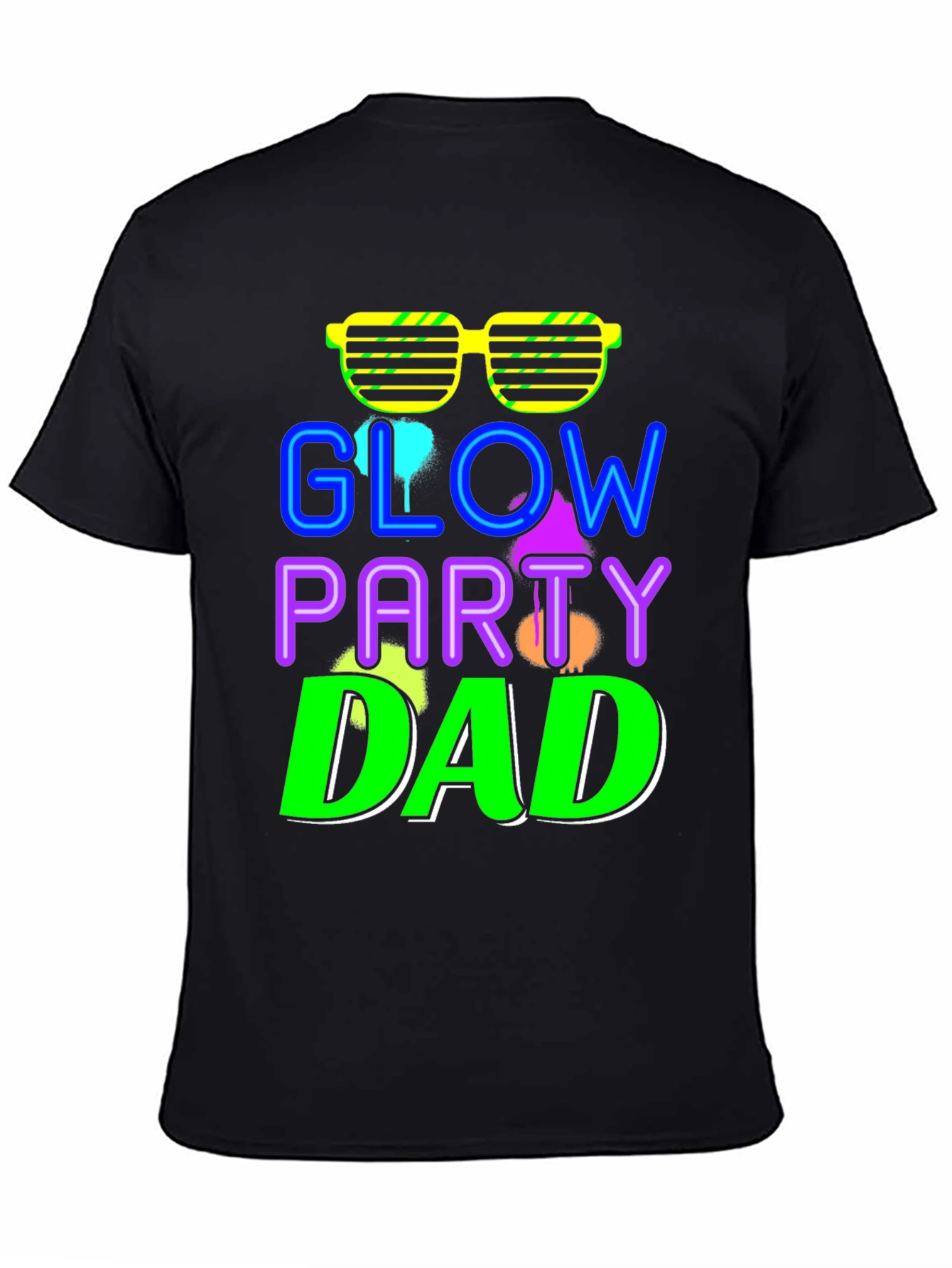 Glow Party Dad T-Shirt - Neon Retro Style
