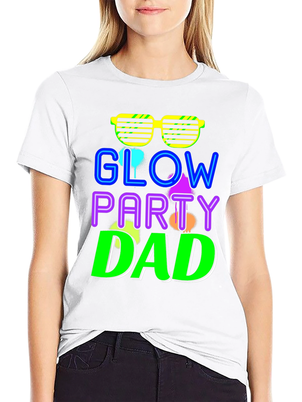 Glow Party Dad T-Shirt - Neon Retro Style
