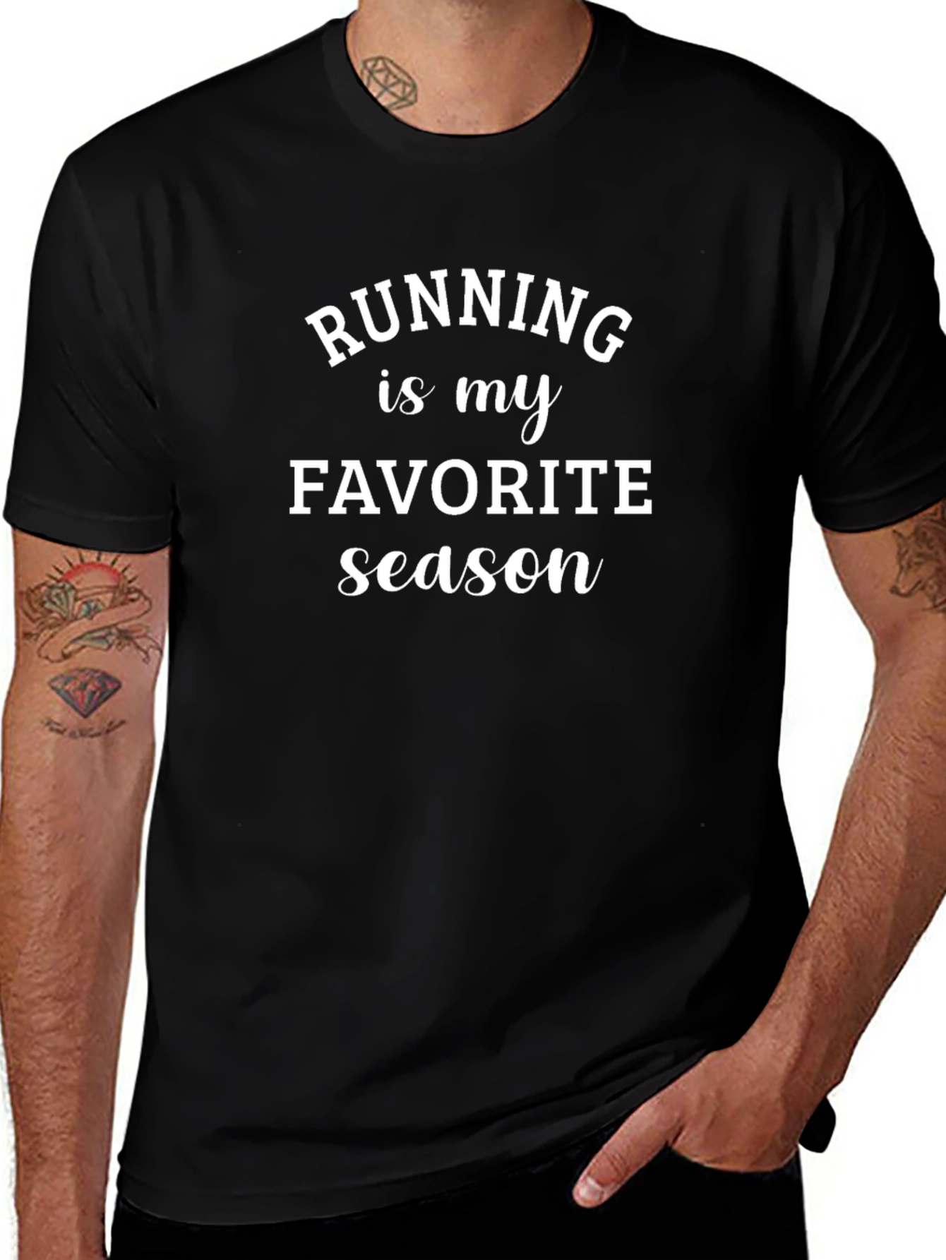 Running is My Favorite Season Black T-Shirt