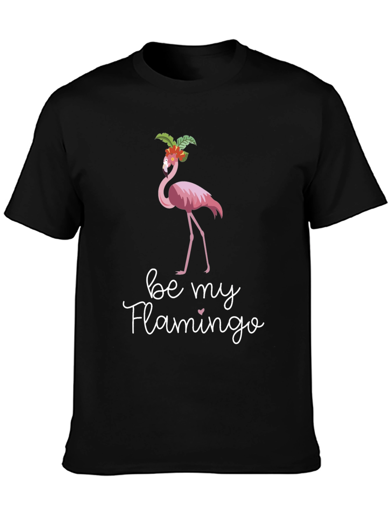 Be My Flamingo Graphic Tee - Black Cotton T-Shirt