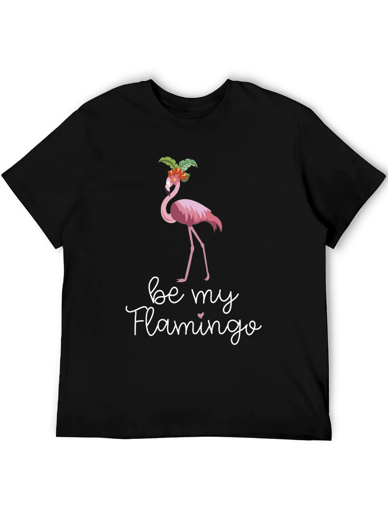 Be My Flamingo Graphic Tee - Black Cotton T-Shirt