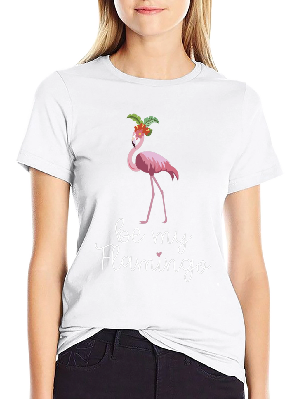 Be My Flamingo Graphic Tee - Black Cotton T-Shirt