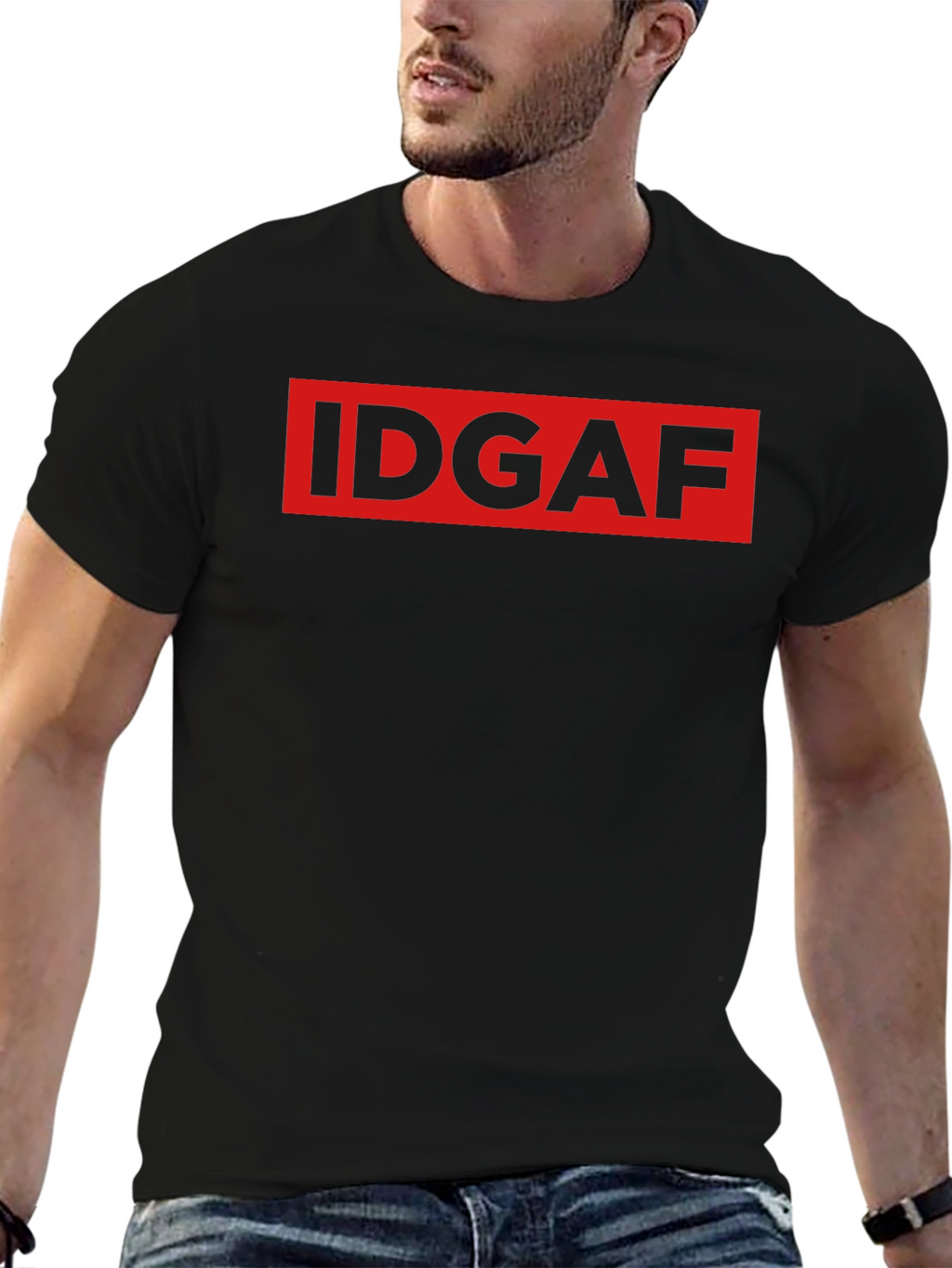 IDGAF Graphic Print Black T-Shirt