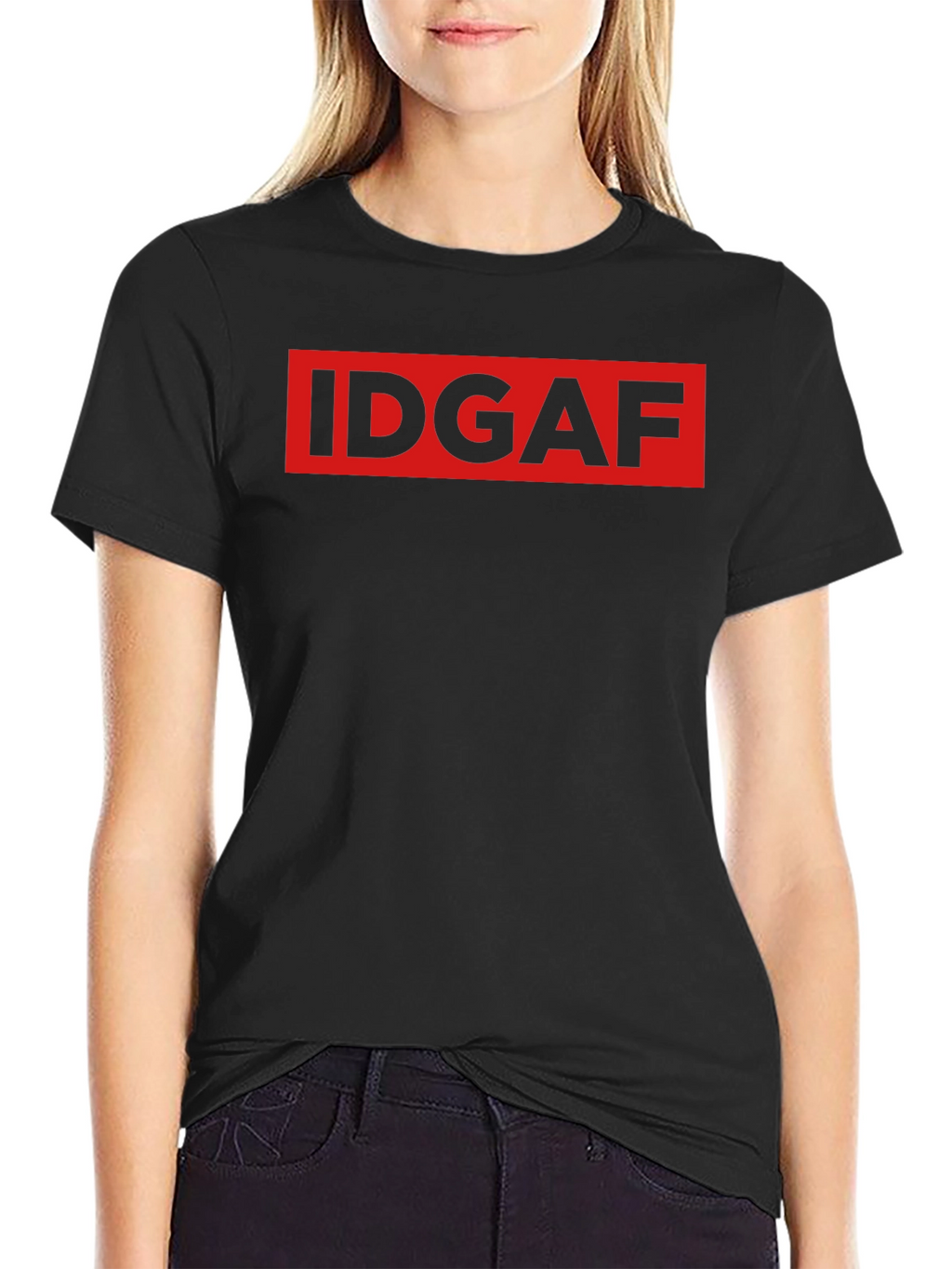 IDGAF Graphic Print Black T-Shirt