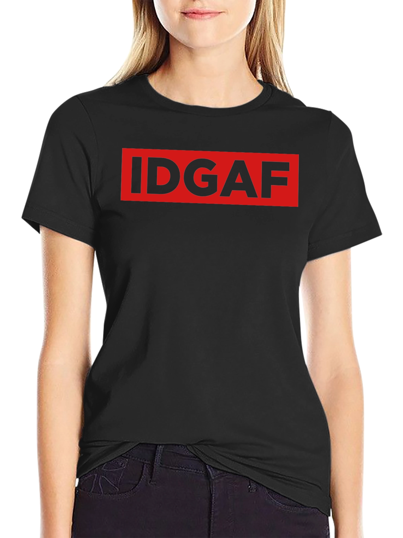 IDGAF Graphic Print Black T-Shirt