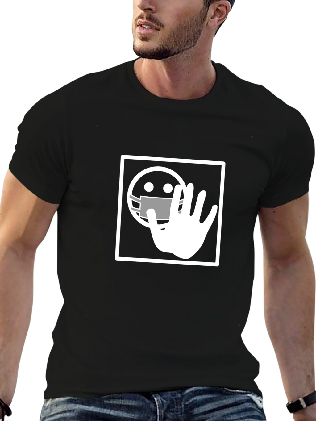 Masked Emoji Hand Stop T-Shirt