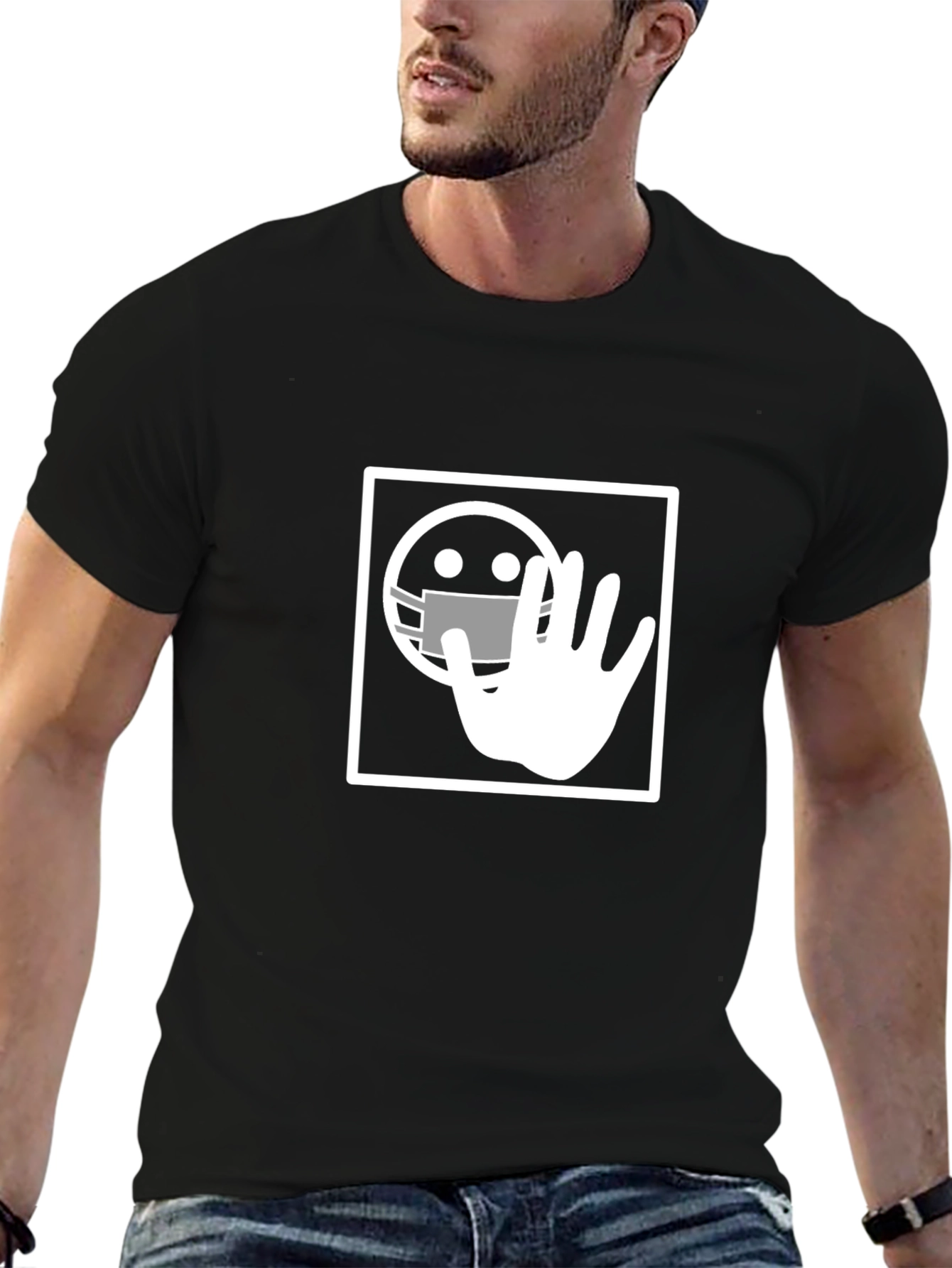 Masked Emoji Hand Stop T-Shirt